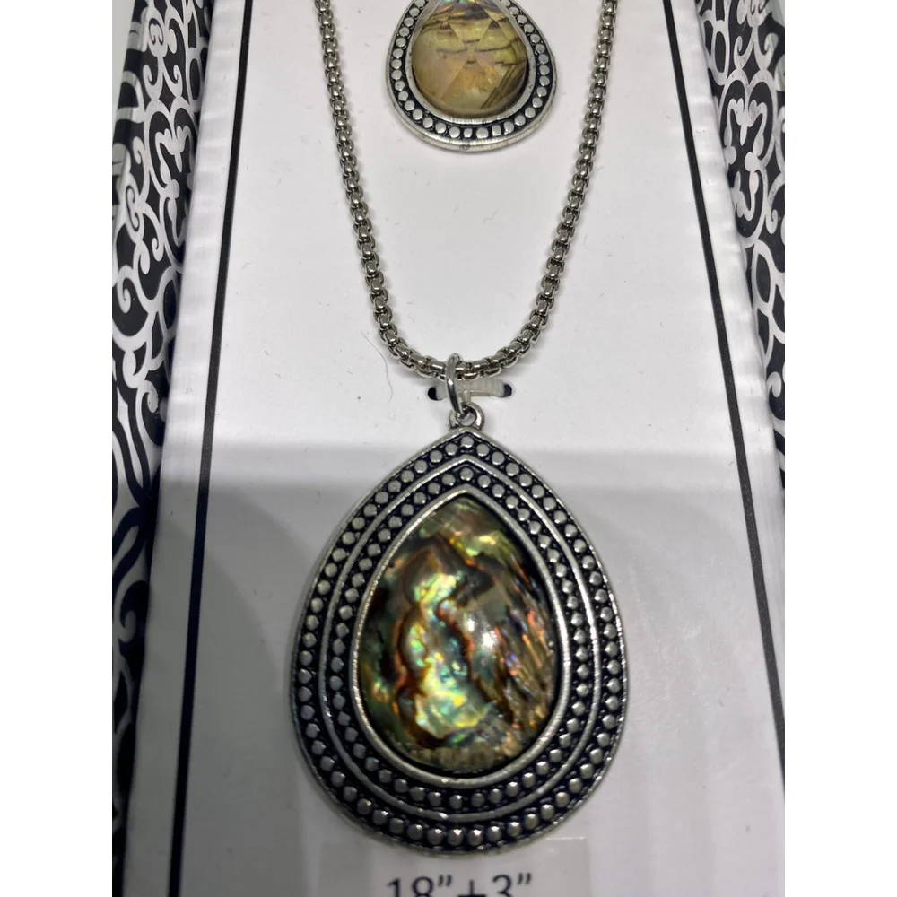 Scroll & Dot Double Moonstone Reversible Women’s Necklace Silver Fashion